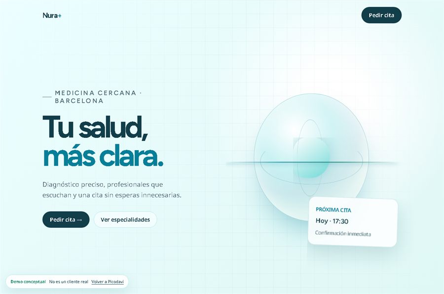 Ejemplo de web para Clínica — plantilla conceptual de Picodavi