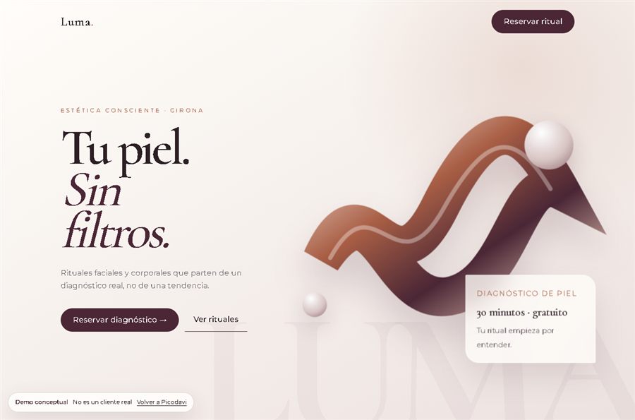 Ejemplo de web para Estética y belleza — plantilla conceptual de Picodavi